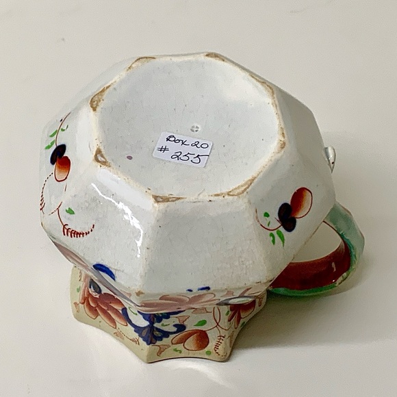 19th Century Antique Gaudy Welsh Eryri Pattern Human Faced Snake Handle Pitcher - Picture 13 of 16